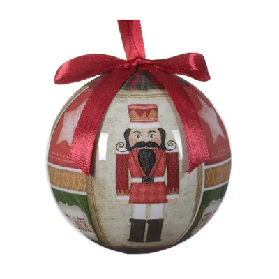 Produktbild von Weihnachtskugeln Kunststoff 8cm Nussknacker Motiv 1 Stück sortiert Rot