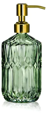 Produktbild von Seifenspender aus Glas mit goldener Pumpe für Küche und Bad