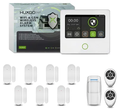 Produktbild von HUXGO Alarmanlage WLAN GSM 4G Set 1x Bewegungsmelder, 7x Türsensor App HXA502