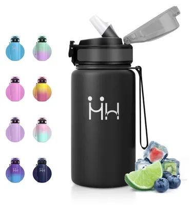 Produktbild von Trinkflasche Edelstahl 500ml Thermosflasche mit Strohhalm, Isolierflasche