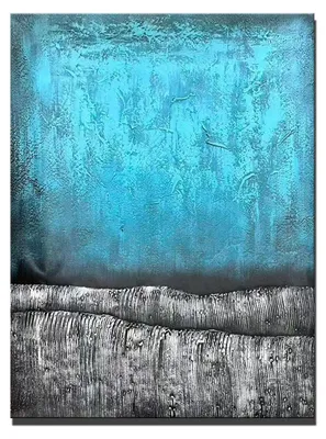 Abstraktes Acrylbild 90×120 cm – Blau, Schwarz, Silber – XXL-Leinwand