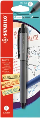 Obrázek produktu pro Roller s kuličkovým mechanismem - STABILO PALETTE v černé barvě - šířka čáry F (0,4 mm) - jedno pero - barva psaní černá