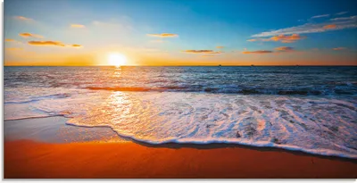 Produktbild von ARTland Glasbild Sonnenuntergang und das Meer Größe: 60x30 cm