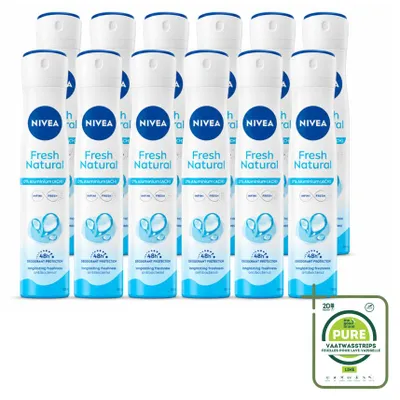 Produktbild von 12 x NIVEA Fresh Natural Deodorant Spray - 0% Aluminium - 200 ml - Großpackung - 12 Stücke