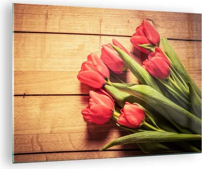 Produktbild von Bilder auf glas - Tulpen Blumenstrauß Sommer Garten - 70x50cm - Glasbilder - Wandbilder - Kunstdruck - zum Aufhängen bereit - Wanddekoration aus Glas - Glas Bilder - Wandbild auf Glas - GAA70x50-2867