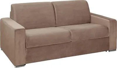 Produktbild von Vente-unique CALITO, Sofabett, Wohnzimmer, Beige, 3 Sitz(e), Beige, Samt
