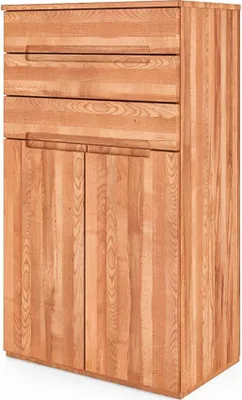 Produktbild von Kommode Bento aus Kernbuche massiv 75x45x129 cm mit 2 Türen und 3 Schubladen