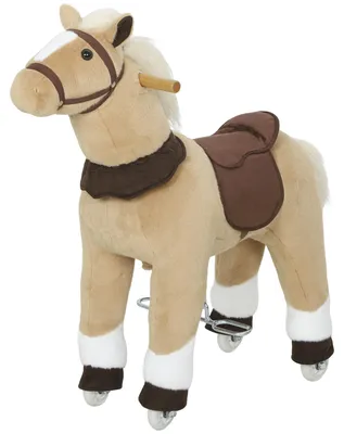 Productafbeelding van AIYAPLAY Paardenspeelgoed, speelpaard om op te rijden met zadel, wielen, 80 cm, staand paard