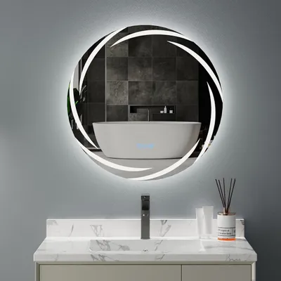Immagine prodotto di WISFOR Specchio da bagno a LED rotondo 80 cm, specchio da parete dal design a stella con interruttore a sfioramento, antiappannamento dimmerabile per il trucco in bagno e in camera da letto, 3 colori di luce, IP56 a risparmio energetico