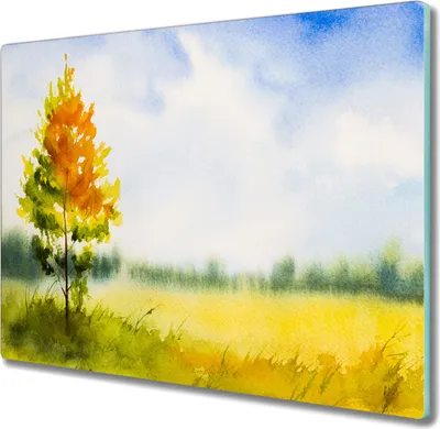 Produktbild von Coloray Schneidebrett Herdabdeckplatte 60x52 cm Kochplattenabdeckung Hackbrett Küchenbrett - Baum Himmel