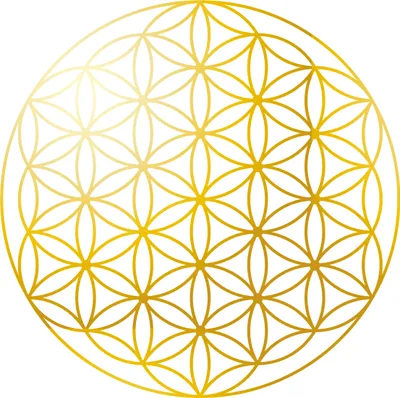 Produktbild von KuschelICH Blume des Lebens Aufkleber (gold) - Sticker 5 cm Durchmesser Goldfolierung