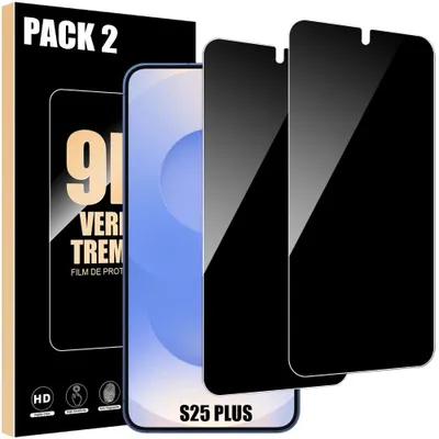 Image de 2x Vitre Protection Verre Trempé Anti-Espion pour Samsung Galaxy S25 Plus, Protection 9H Rigide