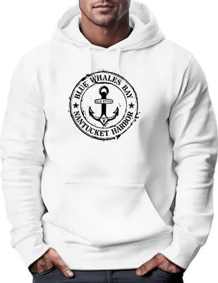 Produktbild von Hoodie Herren maritimes Anker Motiv Anchor Print Vintage Stil Kapuzen-Pullover Männer Neverless® weiß L