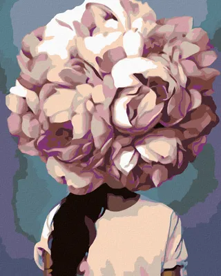 Image de Zuty - Peinture par numéros - FEMME AVEC TÊTE DANS UNE FLEUR - ROSE, 40 x 50 cm, toile tendue sur châssis