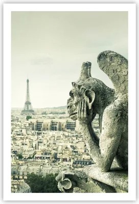 Produktbild von Poster - Poster ohne Rahmen - Wasserspeier Paris Notre-Dame - 61x91,5 cm - Wand Bild - Wanddeko - Wandbilder - Kunstposter - Wandposter - Bilder - Kunstdruck - Wanddekoration - P2XPA61x91-4544