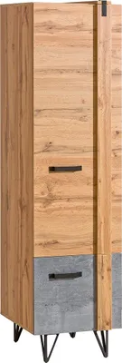Produktbild von Furniture24 Kleiderschrank Lofter LO2 Schrank Halbschrank Drehtürenschrank Regalschrank Wohnzimmerschrank mit Kleiderstange und Einlegeboden Loft Still