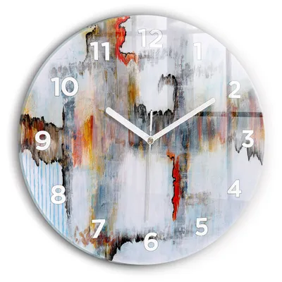 Produktbild von Wallfluent Wanduhr – Stilles Quarzuhrwerk - Uhr Dekoration Wohnzimmer Schlafzimmer Küche - Zifferblatt - weiße Zeiger - 30 cm - Abstraktion