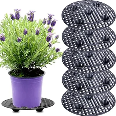 Productafbeelding van Plantenniveau potlift - Set van 6 - 20 cm zware plantenstandaard - Zwarte ronde pothouder - Plastic plantenverhogers