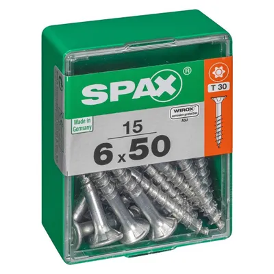 Immagine prodotto di Set di 15 viti SPAX a testa svasata piana in acciaio, Diam.6 mm x L.50 mm