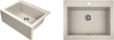 Produktbild von BADLAND Spülbecken Granitspüle Einzelbecken Komodo I 49x58 Beige | Siphon im SET!