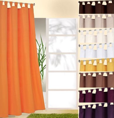 heimtexland ® Schlaufenschal inkl. Kräuselband blickdicht Gardine Vorhang Dekoschal Uni Typ117 orange Höhe 245 cm x Breite 140 cm