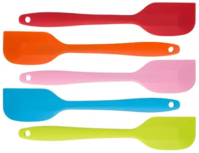 Produktbild von 5-teiliges Teigschaber-Set, rutschfester Silikonspatel, hitzebeständig bis 230℃, Antihaftbeschichtung, zum Kochen und Backen (20,2 * 3,8 cm, rot, orange, rosa, grün und blau)