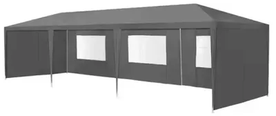 Image de Tente pavillon de jardin commerciale 3 x 9 m, 8 parois, gris, MultiGarden