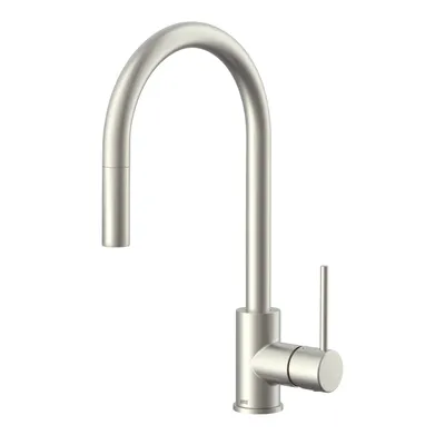 Produktbild von Lenz LIO Küchenarmatur Nickel, Einhebelmischer mit Handbrause, 360° Schwenkauslauf, 2-Stufen-Wassersparen, Keramikkartusche 42040022