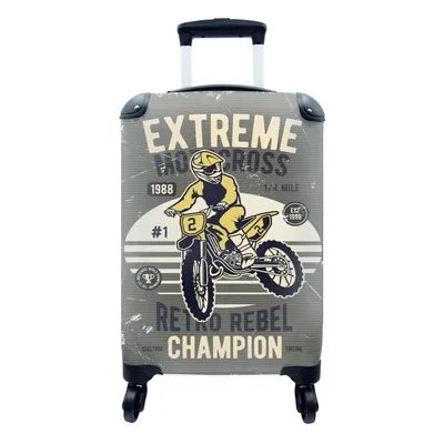 Produktbild von MuchoWow® Koffer Handgepäck Trolley Rollkoffer Kleine Reisekoffer mit 4 Rollen - Motorrad - Retro - Gelb - Cabin Size < 55x40x23 cm & 55x40x20 cm - Fotokoffer - Kabinenkoffer - Boardgepäck - Reise-Box - Reisekoffer - Reisegepäck - Koffer mit Bild - Trolley für Kinder