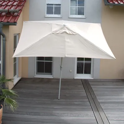 Produktbild von Sonnenschirm Castellammare, Gartenschirm, 2x3m rechteckig neigbar, Polyester/Alu 4,5kg UV-Schutz 50+ creme