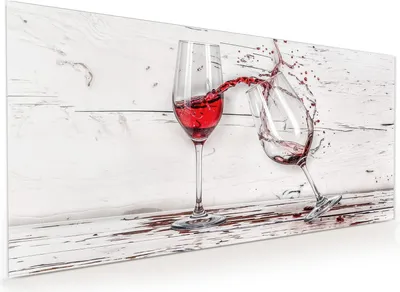 Produktbild von Küchenrückwand Spritzschutz Glas mit Motiv Rotweingläserfall 40 x 40 cm