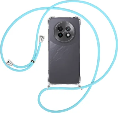 Produktbild von Handykette Backcover-Schutzhülle mit Band (Metall silberfarben) für Realme 13 Plus 5G - himmelblau