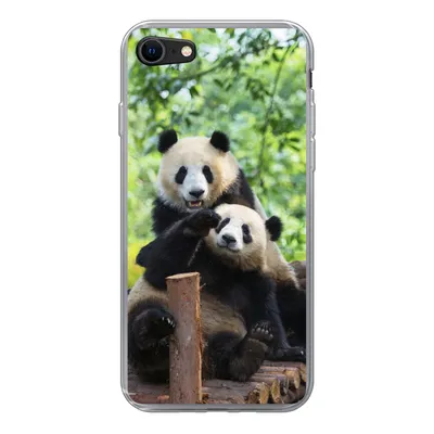 Produktbild von MuchoWow® Handyhülle Schutzhülle Hülle für iPhone SE 2022 Panda - Brücke - Natur Silikon Softcase Handy Hülle - Schutzhülle