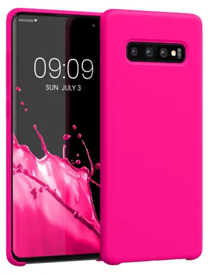 Produktbild von kwmobile Handyhülle für Samsung Galaxy S10 Plus / S10+ Hülle - Case Silikon - Kabelloses Laden - Schutzhülle Cover in Neon Pink