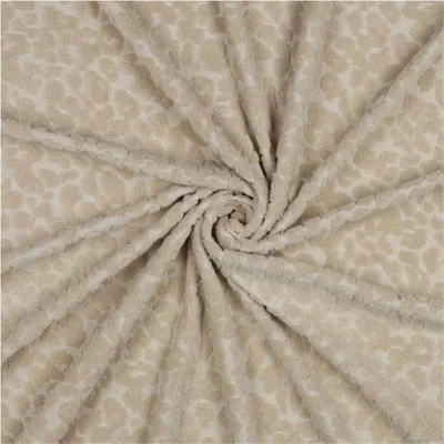 Drapierter Jacquard Frottee Leopard in Beige – fallender Stoff.