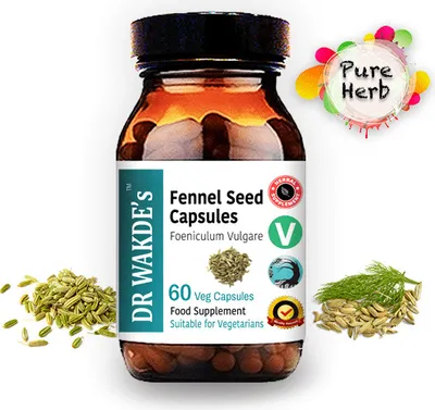Produktbild von DR WAKDE'S Fenchelsamen Kapseln | 60 Vegi Caps | Ayurveda-Supplement | Vegan | 100% Kruter | Mengenrabatte | Am selben Tag Versand