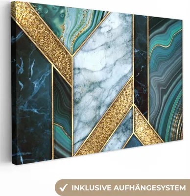 Obrázok produktu pre OneMillionCanvasses® - Obrazy na plátne - 140x90 cm, Mramor - Mozaika - Zlato, Nástenná umelecká tlač Nástenná dekorácia - Fotografia na plátne - Obraz na drevenom ráme