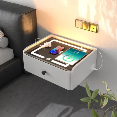 Produktbild von Nachttisch Hängend mit Ladefunktion LED Lichteffekt Schublade