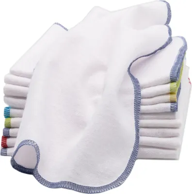 Produktbild von 10er Set Waschlappen, Baumwolle, 25x25 cm, weiß mit farbiger Naht