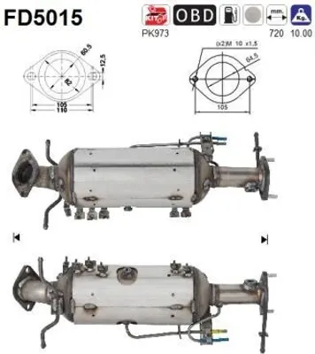 Produktbild von AS FD5015 Dieselpartikelfilter Rußpartikelfilter DPF für MAZDA 5 (CR19) Abgasanlage Diesel