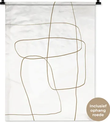 Produktbild von MuchoWow® Wandteppich Wandbehang Kunst - Braun - Weiß - Minimalismus 60x80 cm Tapisserie Dekoration Wandtuch - Decke - Wandtücher - Wohne