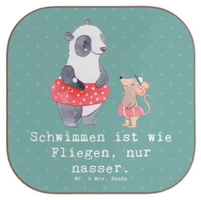 Produktbild von Mr. & Mrs. Panda Untersetzer Glas Schwimmen wie Fliegen - Meeresbrise - Geschenk, Schmetterlingsschwimmen, Holzuntersetzer, Tischschoner, Sport, Coaster, Gläser, Freiheit