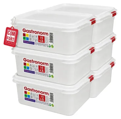 Imagen del producto de Tupper Rectangular 4,3 L con Tapa Pack 6 COM-FORT HOUSE
