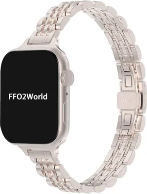 Produktbild von FFO2World schlankes Edelstahl-Jubilee-Armband für Apple Watch 38–42 mm (SE 1–3, Serie 1–11) – s dünnes Armband – Starlight