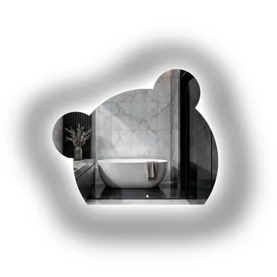 Image de Alfaram Miroir mural organique PANDA LED 60 X 45 , de forme irrégulière, pour la salle de bains ou le salon