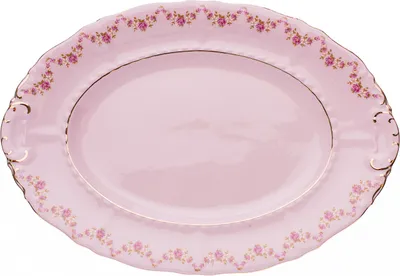 Obrázok produktu pre Oválna misa 36, ružový porcelán, rozety, zlatá linka, Leander