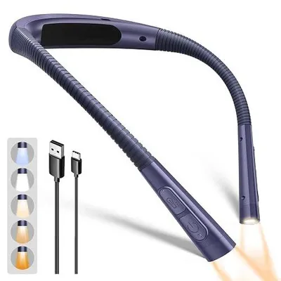 Zdjęcie produktu dla Lampa do czytania na szyję LED 5 kolorów poziomów ładowalna USB