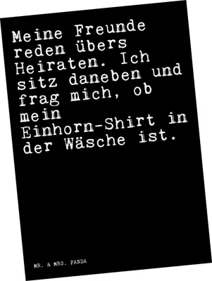 Produktbild von Mr. & Mrs. Panda Postkarte Meine Freunde reden übers... - Schwarz - Geschenk, Hochzeit, Sprüche, Postkarten, witzig, Shirt, Heiraten, Spruch, Menschen, Ansichtskarten