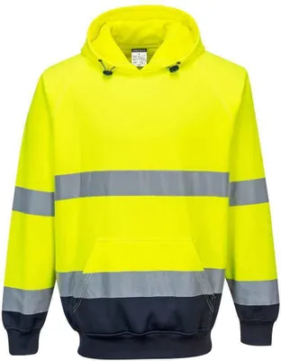 Imagen del producto de Portwest - Sudadera con capucha de alta visibilidad para hombre, modelo PC4395 (Talla M) (Amarillo/Azul marino)