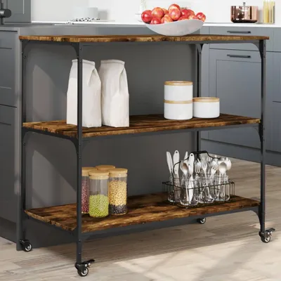 Obrázek produktu pro Kuchyňský vozík kouřový dub 102x50x95 cm materiál na bázi dřeva